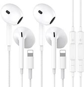 Resim 2'li paket iPhone kulaklık kablolu [MFi sertifikalı] HiFi Stereo Lighting kulaklık, mikrofon ve ses ayarı ile, iPhone 14/13/12/11/SE/X/XS/XR/8/7 ile uyumlu, tüm iOS sistemlerini destekler 