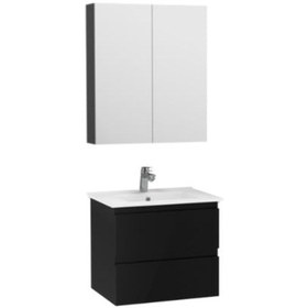 Resim Creavit Alinda 60 Cm Lavabo Dolaplı Ve Aynalı Dolap Takimi Siyah 