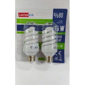 Resim Efe Elektrik Lampika 15W 900LM E27 Duylu Beyaz Işık Tasarruflu Ampul 2'li Set 