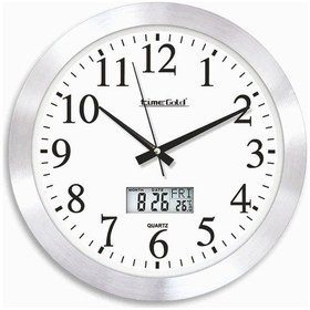 Resim Alüminyum Kalın Kasalı Isı Ölçer Dijitalli Büyük Duvar Saati Beyaz 