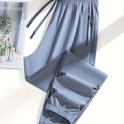 Resim 1 adet Kadın Yaz Koşusu - Açık Mavi, Dantelli Bel, Hızlı Kuruyan Naylon Spandex Karışımı, Gizli Fermuar Cebi, Rahat ve Günlük Kıyafet, Yaz Pantolonu, Pürüzsüz Dokuma 