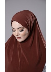 Resim Hürrem Bone Kiremit Pratik Hazır Geçmeli Tesettür Eşarp Sandy Kumaş Düz Hijab 2308 05 