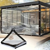 Resim 1 Adet Delikli Şeffaf Su Geçirmez PVC Branda - Bahçe, Balkon, Seralar, Avlu, Kümes ve Kamp İçin Dış Mekan Yağmur Koruma Örtüsü 