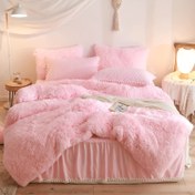 Resim 3 Adet Pembe Pluş Fleece Yatak Takımı, 1 Yorgan Kılıfı + 2 Yastık Kılıfı, Yumuşak Konforlu, Makine Yıkamalı, Yatak Odası, Otel, Yurt, Ev Dekoru, Mevsimsel Tüm Yıl Kullanım, Fermuar Kapatma, Polyester Kumaş, 300-350g Kare Ağırlık 