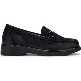 Resim Tamer Tanca Kadın Hakiki Deri Siyah Nubuk Loafer Ayakkabı 322 24073001 Bn Ayk Sk24-25 Sıyah Nbk Siyah 