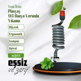 Resim Plasyay Spiral Wc Taharet Hortumu Rekorlu ve Duvara Sabitlemeli 107 Cm Gri 