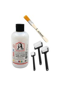 Resim Resim Verniği 250 Ml Su Bazlı 1 Adet Zemin Fırçası Ve Rulo Fırça Resim Parlatıcı Vernik Hobi Sanat Akrilik Guaj Yağlı Boya 