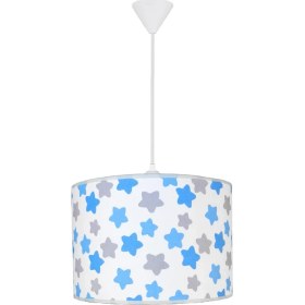 Resim Şenay Aydınlatma Çocuk Odası Silindir Kumaş Avize Sarkıt-Mavi Gri Yıldız 