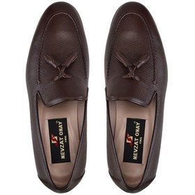 Resim Kahverengi Klasik Loafer Kösele Erkek Ayakkabı -10819 
