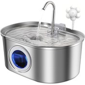 Resim 1 Adet Otomatik Döngü Filtreli Kedi Su Çeşmesi, 108oz/3.2L Paslanmaz Çelik Evcil Hayvan İçme Çeşmesi Sensör ile USB Güçlü & Yüksek Kaliteli Tasarım, Dayanıklı Çoklu Kediler için Taze Su Dispanseri, Yüksek Kalite Malzemeler 