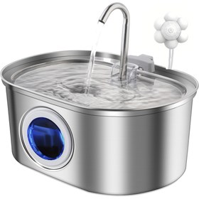 Resim 1 Adet Otomatik Döngü Filtreli Kedi Su Çeşmesi, 108oz/3.2L Paslanmaz Çelik Evcil Hayvan İçme Çeşmesi Sensör ile USB Güçlü & Yüksek Kaliteli Tasarım, Dayanıklı Çoklu Kediler için Taze Su Dispanseri, Yüksek Kalite Malzemeler 