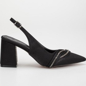 Resim Saten Baretli Taşlı Siyah Büyük Numara Kadın Ayakkabı Topuklu Abiye-2678-siyah Siyah 