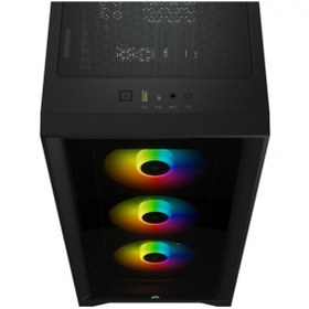 Resim Corsair Corsaır 4000x Rgb Tg Black Psu Yok 3x12cm Rgb Fan Temperli Cam Rgb Gamıng Kasa Cc-9011204-ww 