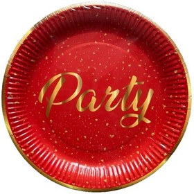 Resim Roll-up Doğum Günü Işıltılı Kırmızı Party Yazılı Karton Tabak - 22 Cm. - 8 Adetlik 1 Paket Kırmızı 