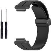 Resim Ximistore9 Garmin Forerunner Serisi 220/230/235/735xt/620/630 İçin Manyetik Katlanır Kilitli Silikon Saat Kayışı - Siyah 
