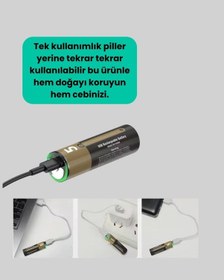 Resim 1.5v Aa Şarjlı Lityum Pil 1000+ Kez Şarj Edilebilir Hızlı Type-c Şarj 2 Adet 