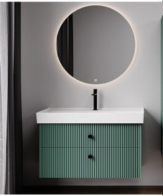 Resim Denko Marsilya 100 Cm Beyoğlu Yeşil Banyo Dolabı Takımı Antrasit 