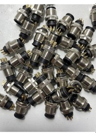 Resim M12 4 Pin Dcode Erkek Konnektör Soketi 1 Adet 