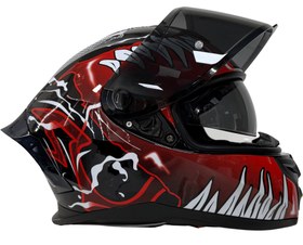 Resim Rivox R1 Graphic Red Black Venom - Full Face Motosiklet Kaskı 