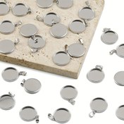 Resim 30 adet Paslanmaz Çelik Yuvarlak Disk Tabanlı Kolye, Bilezik ve Çanta Aksesuarları için, 6'dan 25'ye kadar olan DIY Malzemeleri kapsar. 