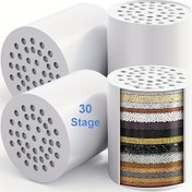 Resim 4 adet 1 Set 30 Evre Duş Filtreleri - Sert Su Arıtımı, Kloru Alıcı, Ağır Metal ve Demir Filtreleri, Yüksek Çıkışlı Yumuşatıcı, Plastik Elips Şekil, Duş Filtresi|Estetik Tasarım|Plastik Yapı, Duş Filtre Kartuşları 