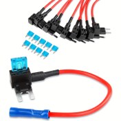 Resim 10 parçalık Otomotiv Kablolama için TAP Adaptör Seti, 16AWG Kablolar, Mavi Dairesel Terminal, 18cm Uzunluk ve 10 Mavi MBF-1-15A Sigorta içerir, Araba, Kamyon, SUV, ATV, Arazi Aracı ve RV Devre Değişikliği ve Koruması için Mükemmeldir 