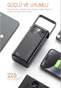 Resim 30.000 Mah 22.5w Kamp Powerbank Çift Led Fenerli Hızlı Şarj Pd30 siyah 