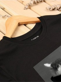 Resim Altamira Unisex Kedi Gözlük Baskılı Oversize T-shirt 001 