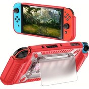Resim Sunshine022 Nintendo Switch Oled Kırmızı Abs Çarpma Dayanıklı Taşıma Çantası 