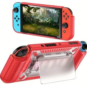 Resim Sunshine022 Nintendo Switch Oled Kırmızı Abs Çarpma Dayanıklı Taşıma Çantası 