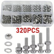Resim 320 Parça Altıgen Somun ve Cıvata Çeşitleri Seti - M2, M2.5, M3, M4, M5 Metrik Vida ve Somun Kiti 