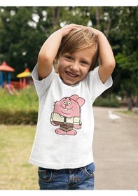 Resim Sevbano Unisex Richard Watterson Baskılı Gumball Çizgi Film Çocuk Tişört Beyaz 