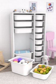 Resim Pratico Rine 14 Sepetli Çok Amaçlı Oyuncak Dolabı Beyaz 2d4k8u 