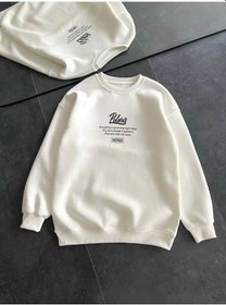 Resim Kışlık Bisiklet Yaka Ön Ve Arka Baskılı Sweatshirt - Beyaz Beyaz 