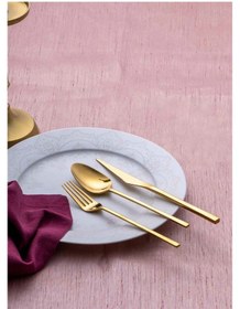 Resim Emsan Alba Gold 36 Parça 6 Kişilik Çatal Kaşık Bıçak Seti Altın 