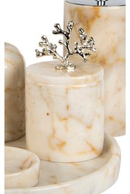 Resim MIARIK DESIGN & DEKORASYON Dekoratif Afyon Şekeri Mermer Pamukluk Gümüş Sılver Mercan Detaylı 