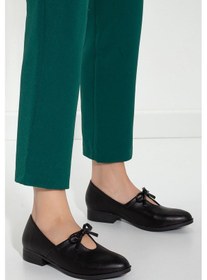 Resim Kadın Bebe Mavisi Suni Deri Babet Siyah 