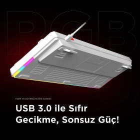Resim Rampage Loyal Beyaz/gri USB Hot Swap Rgb Red Switch Mekanik Gaming Oyuncu Klavye 