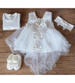 Resim Pileki Baby 0 3 Ay Yenidoğan Bebek Mevlüt Elbisesi Prenses Elbise Dantelli Gelinlik Elbise 