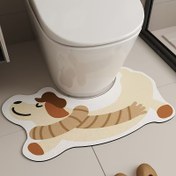 Resim 1 adet Şirin Karikatür U-Şekilli Banyo Paspası, Yumuşak Diatom Çamuru ve Kauçuk Kaymaz Mat, Hızlı Kuruyan Polyester Örgü Kumaş, Makine Yapımı, Yalnızca El Yıkama, 1800gsm - Emici Tuvalet Zemin Paspası 