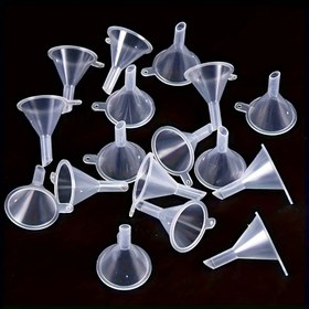 Resim 10/30 Mini Plastik Huniler - Laboratuvar Şişeleri, Esansiyel Yağlar ve Tozlar için Hassas Transfer ve Ölçüm Hunisi (Gıda Temassız) 
