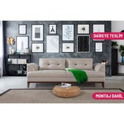 Resim Perla Sofa Madrid Üçlü Yataklı Kanepe Keten Krem 