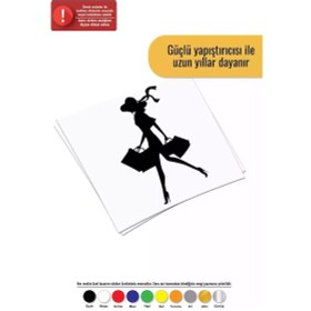 Resim Alışveriş Yapan Kadın - Araç, Oto, Laptop, Duvar Uyumlu Sticker 10 16 Cm 