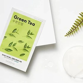 Resim Larskas Mıssha Yeşil Çay Özlü Nemlendirici Yaprak Maske (1AD) Airy Fit Sheet Mask Green Tea 