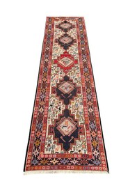 Resim El Dokuma Sıfır İran Kilimi Yolluk 84x313 Yün Kök Boya Yolluk 