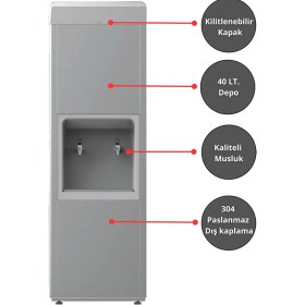 Resim Evora Sanayi Tipi Sebil 40 Litre Soğutmalı Arıtmalı Paslanmaz Endüstriyel Su Sebili 