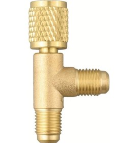 Resim Xuweiwei Sarı R22 R12 R134 Hızlı Bağlantı 3 Yollu Pirinç Hvac Tee Vana Adaptörü 
