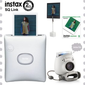 Resim Fujifilm Instax Square Link Beyaz Akıllı Telefon Yazıcısı ve Pal Beyaz Dijital Kamera Seti 