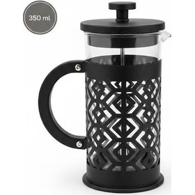 Resim Arow 350 Ml Borosilikat Cam French Press - Filtre Kahve Ve Bitki Çayı Demleyici - Siyah D-858 Siyah 