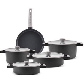 Resim Aryıldız Matilda Alüminyum Döküm 9 Parça Tencere Seti Antrasit Antrasit 